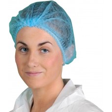 Omnitex Premium Blue Mob Caps - Disposable Hair Nets with Double Elastic - 1x Pack of 100