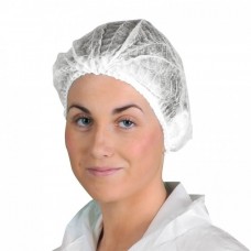 Omnitex Premium White Mob Caps - Disposable Hair Nets with Double Elastic - 1x Pack of 100